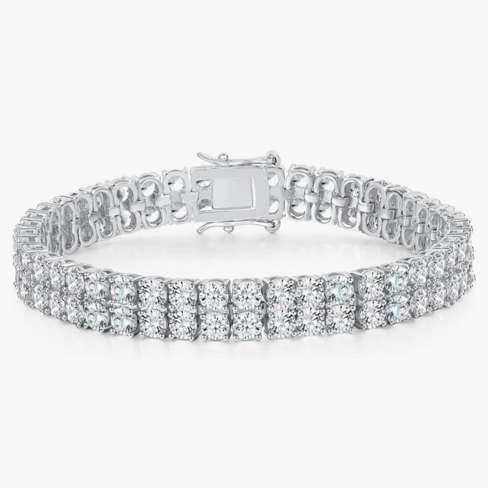 Gemsme Tennis Bracelet 18K White Gold Plated Hypoallergenic 5A+ Cubic Zirconia